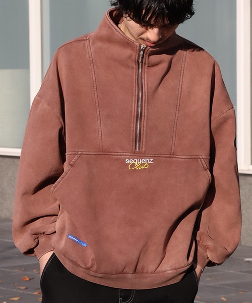 フリーサイズ Q 王一博 薄手 スウェット セール】【SEQUENZ/シークエンズ】90s SPORTS WASHED HZIP SWEAT