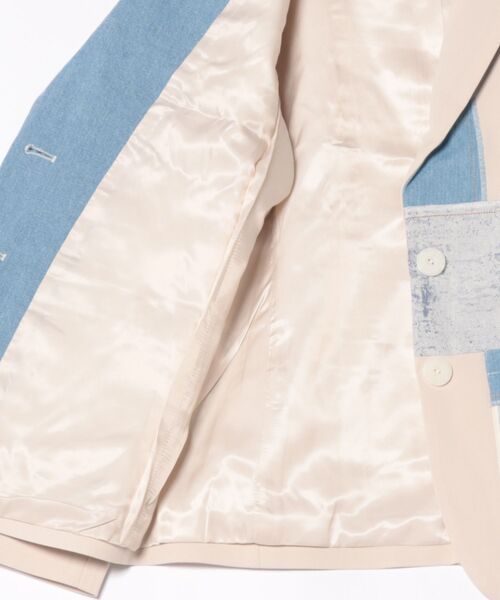 Desigual（デシグアル）の「PATCH パッチワークストライプ テーラードジャケット（テーラードジャケット・レディース・ホワイト・XL/L/M/S/XS）」の2枚目の写真