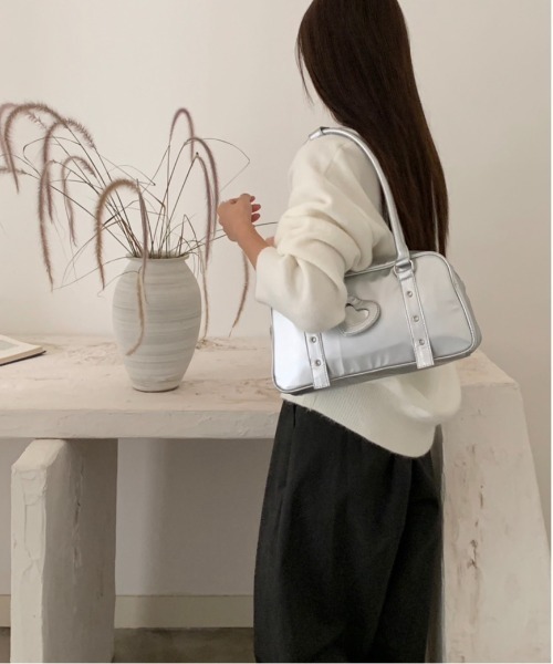 ハートタグ付きハトメ使いミニボストンバッグ（ショルダーバッグ