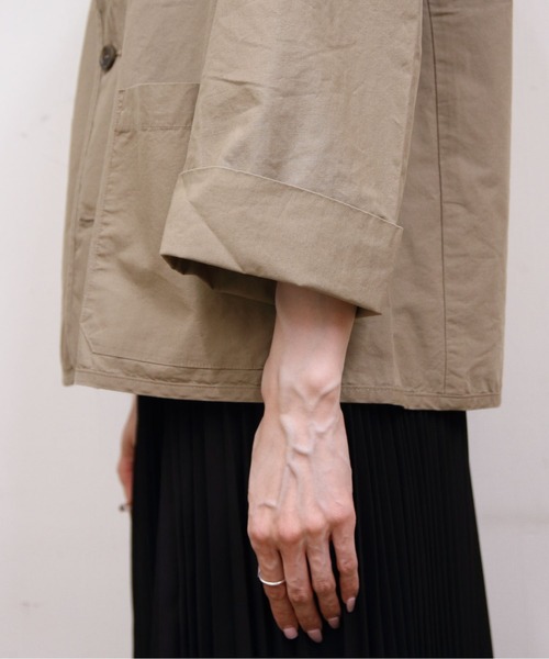 DANTON（ダントン）の「DANTON/ダントン　 カラーレスショートジャケット　COLLARLESS SHORT JACKET　DT-A0473 CFD（ノーカラージャケット・レディース・ダークネイビー/ライトベージュ/ベージュ・38）」の12枚目の写真