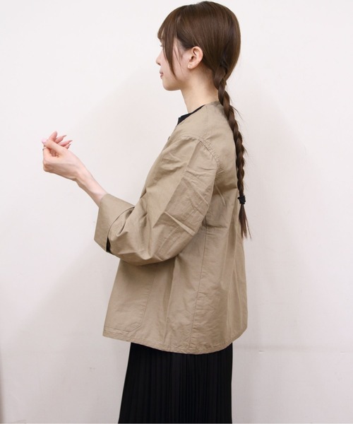 DANTON/ダントン カラーレスショートジャケット COLLARLESS SHORT