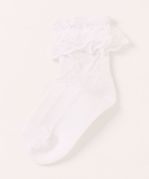 zuppa di zucca(ズッパ デ ズッカ)の「レース付きショートクルーソックス(ソックス/靴下・キッズ・ホワイト・M/L)」の1枚目の写真