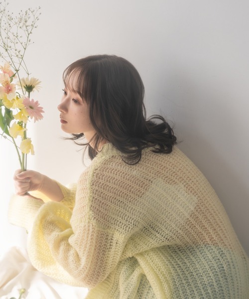 mideal(マイディール)の「2way lace up sheer cardigan / 2way レースアップシアーカーディガン(ニット/セーター・レディース・ライトベージュ/ピンク/ライトグリーン・FREE)」の10枚目の写真