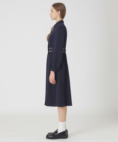 ブルーレーベルクレストブリッジネイビー 長袖 ひざ丈ワンピース38 中古・古着通販】BLUE LABEL CRESTBRIDGE (ブルーレーベルクレスト