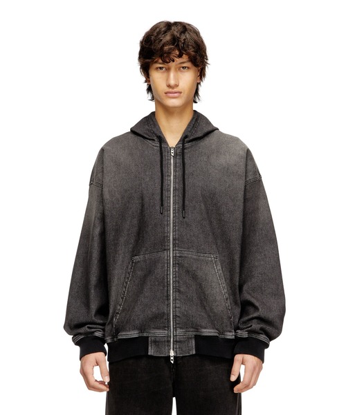 DIESEL(ディーゼル)の「メンズ トラックデニム パーカー D-GIRI-S TRACK(パーカー・メンズ・ブラック系その他・LARGE/MEDIUM/SMALL/X-LARGE/XX-LARGE)」の4枚目の写真