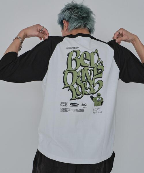 BEN DAVIS(ベンデイビス)の「∴WEGO/別注BENDAVISグラフィックラグランT(Tシャツ/カットソー・メンズ・アイボリー/ホワイト・MEDIUM/LARGE)」の3枚目の写真