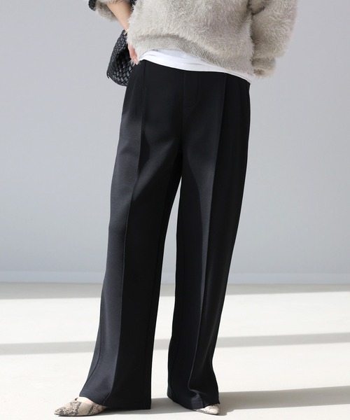 Aletta vita（アレッタビータ）の「ダンボールセンターシームワイドパンツ（その他パンツ・レディース・オフホワイト/ブラック/ベージュ・M/L）」の2枚目の写真