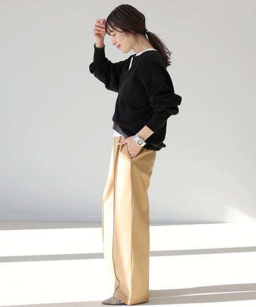 Aletta vita（アレッタビータ）の「ダンボールセンターシームワイドパンツ（その他パンツ・レディース・オフホワイト/ブラック/ベージュ・M/L）」の12枚目の写真