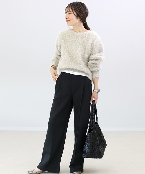 Aletta vita（アレッタビータ）の「ダンボールセンターシームワイドパンツ（その他パンツ・レディース・オフホワイト/ブラック/ベージュ・M/L）」の8枚目の写真