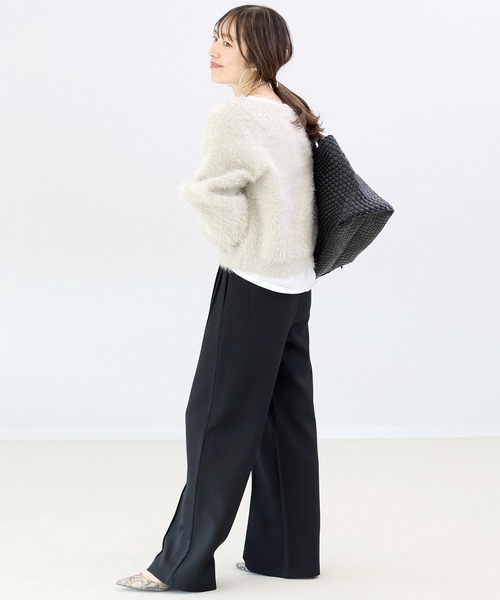 Aletta vita（アレッタビータ）の「ダンボールセンターシームワイドパンツ（その他パンツ・レディース・オフホワイト/ブラック/ベージュ・M/L）」の9枚目の写真