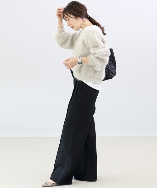 Aletta vita（アレッタビータ）の「ダンボールセンターシームワイドパンツ（その他パンツ・レディース・オフホワイト/ブラック/ベージュ・M/L）」の10枚目の写真