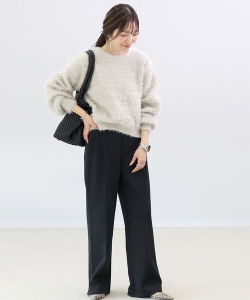 Aletta vita（アレッタビータ）の「ダンボールセンターシームワイドパンツ（その他パンツ・レディース・オフホワイト/ブラック/ベージュ・M/L）」の11枚目の写真