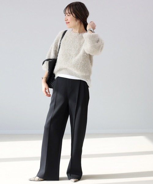 Aletta vita（アレッタビータ）の「ダンボールセンターシームワイドパンツ（その他パンツ・レディース・オフホワイト/ブラック/ベージュ・M/L）」の7枚目の写真