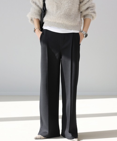 Aletta vita（アレッタビータ）の「ダンボールセンターシームワイドパンツ（その他パンツ・レディース・オフホワイト/ブラック/ベージュ・M/L）」の6枚目の写真