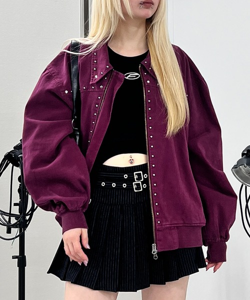 Figments（フィグメンツ）の「スタッズテディジャケット（ブルゾン・レディース・グレー/レッド・FREE）」の20枚目の写真