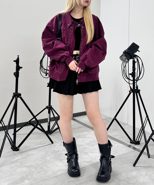 Figments（フィグメンツ）の「スタッズテディジャケット（ブルゾン・レディース・グレー/レッド・FREE）」の21枚目の写真