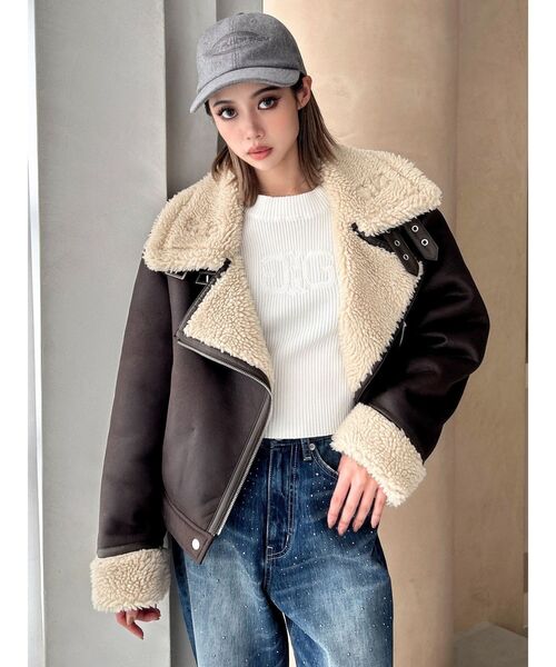 GYDA（ジェイダ）の「SymmetryGYDA embroideryニットトップス（ニット/セーター・レディース・ブラック/オフホワイト・FREE）」の5枚目の写真