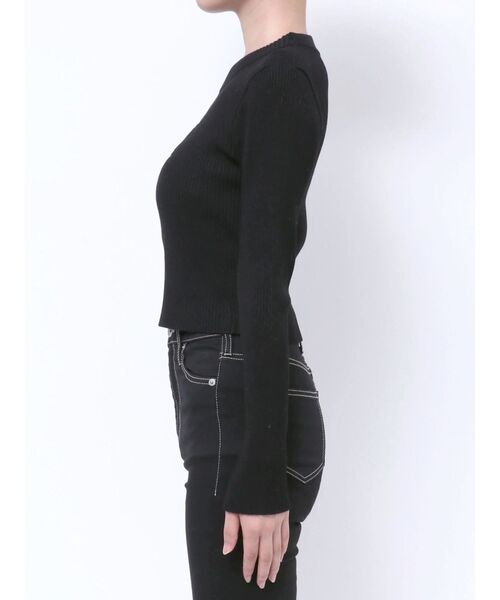 GYDA（ジェイダ）の「SymmetryGYDA embroideryニットトップス（ニット/セーター・レディース・ブラック/オフホワイト・FREE）」の7枚目の写真