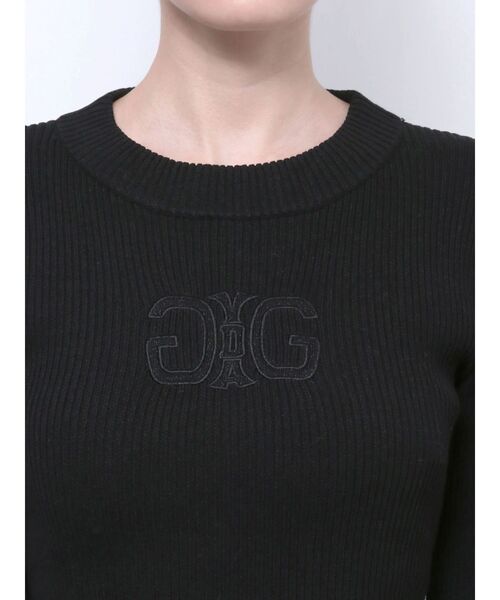 GYDA（ジェイダ）の「SymmetryGYDA embroideryニットトップス（ニット/セーター・レディース・ブラック/オフホワイト・FREE）」の9枚目の写真