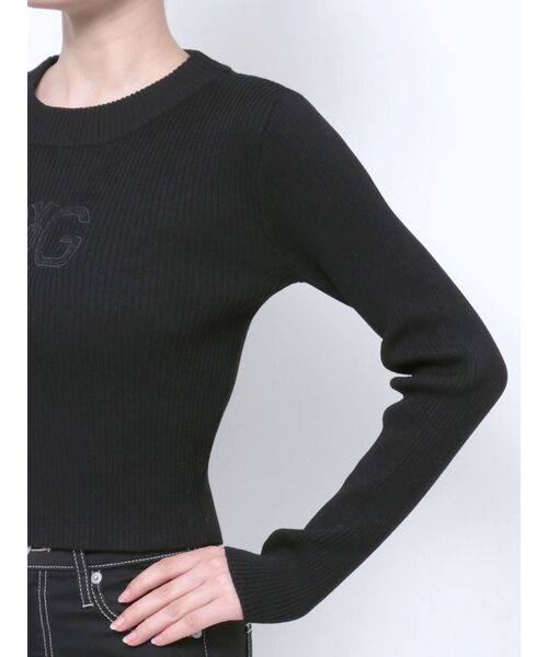 GYDA（ジェイダ）の「SymmetryGYDA embroideryニットトップス（ニット/セーター・レディース・ブラック/オフホワイト・FREE）」の10枚目の写真