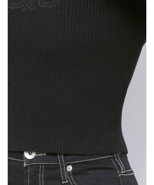 GYDA（ジェイダ）の「SymmetryGYDA embroideryニットトップス（ニット/セーター・レディース・ブラック/オフホワイト・FREE）」の11枚目の写真