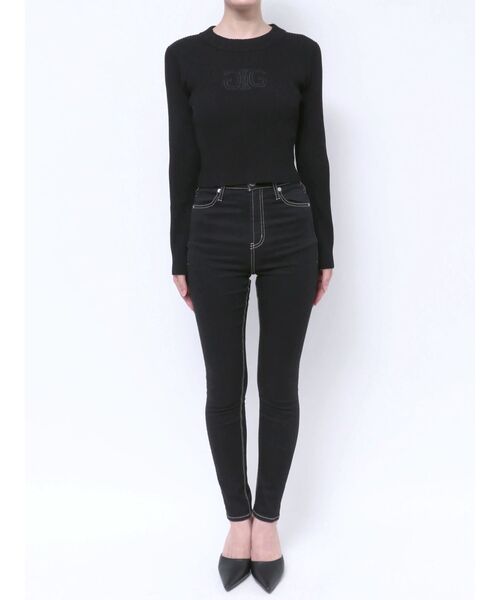 GYDA（ジェイダ）の「SymmetryGYDA embroideryニットトップス（ニット/セーター・レディース・ブラック/オフホワイト・FREE）」の13枚目の写真