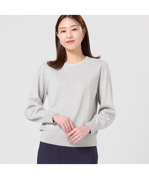 TOKYO SHIRTS（トウキョウシャツ）の「リンクス柄 レディースニットプルオーバー（ニット/セーター・レディース・グレー/ブラック・M/L）」の2枚目の写真