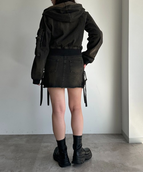 apres jour mignon（アプレジュールミニョン）の「【SETUP可能】ローウエストデニムカーゴミニスカート（スカート・レディース・ブルー/ブラック・X-LARGE/フリー）」の17枚目の写真