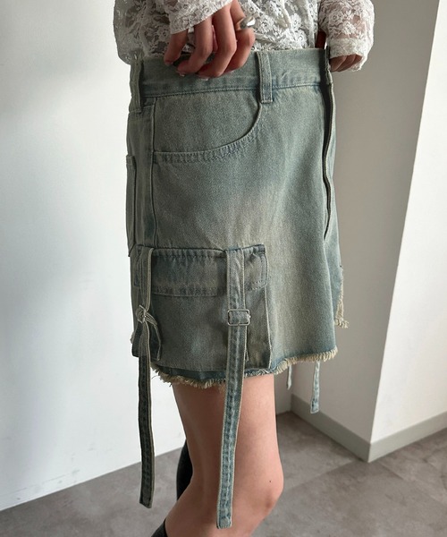 apres jour mignon（アプレジュールミニョン）の「【SETUP可能】ローウエストデニムカーゴミニスカート（スカート・レディース・ブルー/ブラック・X-LARGE/フリー）」の18枚目の写真
