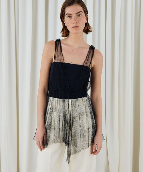 DES PRES（デ・プレ）の「コードリーレース ペプラムノースリーブブラウス（シャツ/ブラウス・レディース・ブラック・FREE）」の4枚目の写真