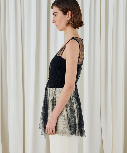 DES PRES（デ・プレ）の「コードリーレース ペプラムノースリーブブラウス（シャツ/ブラウス・レディース・ブラック・FREE）」の5枚目の写真