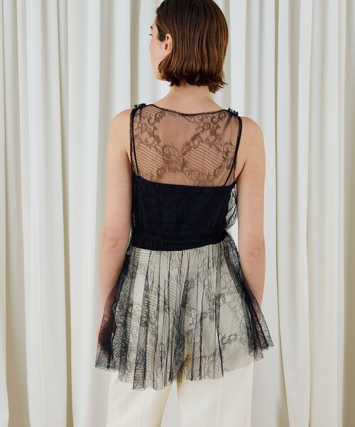 DES PRES（デ・プレ）の「コードリーレース ペプラムノースリーブブラウス（シャツ/ブラウス・レディース・ブラック・FREE）」の6枚目の写真