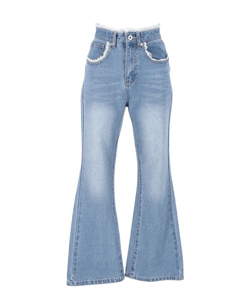 coca(coca)(コカ)の「【WEB限定セール】レースフレアデニム(デニムパンツ・レディース・ブルー・M/S/L)」の15枚目の写真