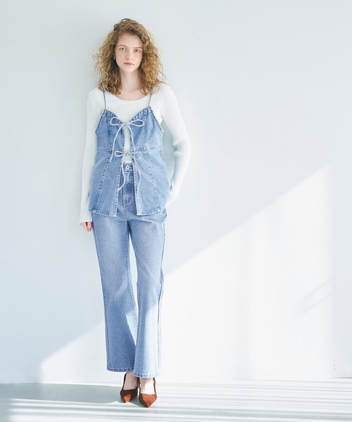 coca(coca)(コカ)の「【WEB限定セール】レースフレアデニム(デニムパンツ・レディース・ブルー・M/S/L)」の5枚目の写真