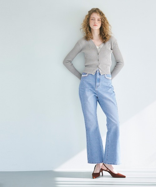 coca(coca)(コカ)の「【WEB限定セール】レースフレアデニム(デニムパンツ・レディース・ブルー・M/S/L)」の8枚目の写真