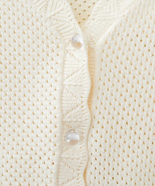 natural couture(ナチュラルクチュール)の「【WEB限定】メッシュ編みクリア釦カーディガン(ニット/セーター・レディース・レッド/モカ/アイボリー/ブラック・FREE)」の12枚目の写真
