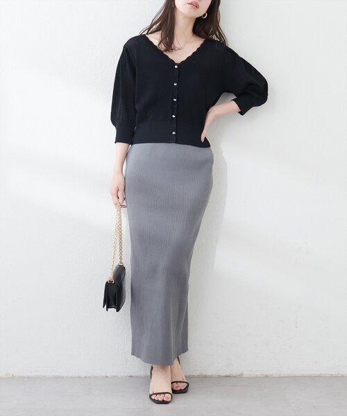 natural couture(ナチュラルクチュール)の「【WEB限定】メッシュ編みクリア釦カーディガン(ニット/セーター・レディース・レッド/モカ/アイボリー/ブラック・FREE)」の16枚目の写真