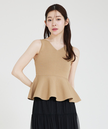 【VOCE掲載】ペプラムノースリーブニット　春服/サマーニット