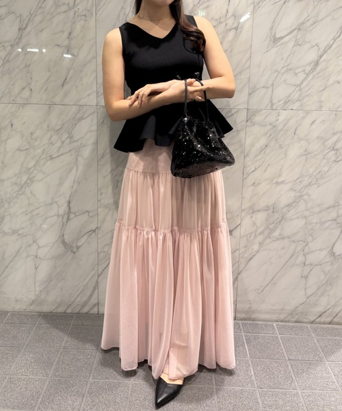 SELFIST(セルフィスト)の「【VOCE掲載】ペプラムノースリーブニット 春服/サマーニット(ニット/セーター・レディース・ベージュ/ブラック/オフホワイト・フリー)」の20枚目の写真