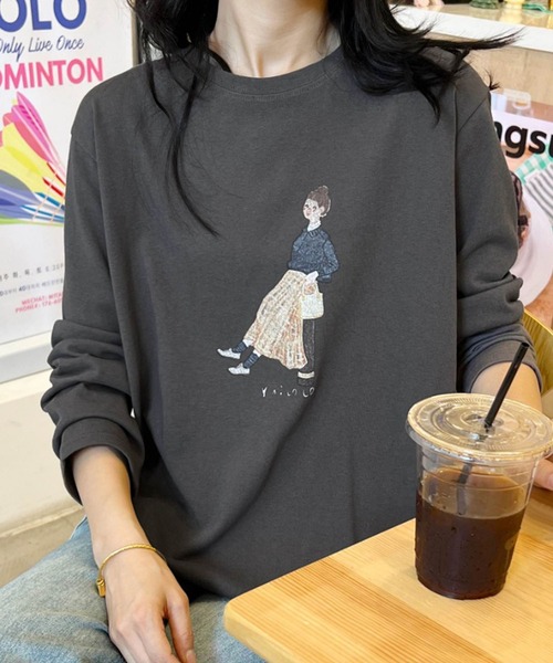 かわいいイラストロングスリーブTシャツ（Tシャツ/カットソー