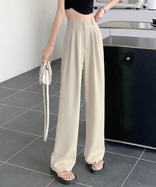 SallyLunn(サリーラン)の「ワイドスラックスパンツ(スラックス・レディース・ブラック/ベージュ/ピンク/ブルー/グリーン・MEDIUM/LARGE)」の2枚目の写真