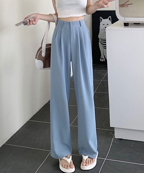 SallyLunn(サリーラン)の「ワイドスラックスパンツ(スラックス・レディース・ブラック/ベージュ/ピンク/ブルー/グリーン・MEDIUM/LARGE)」の4枚目の写真