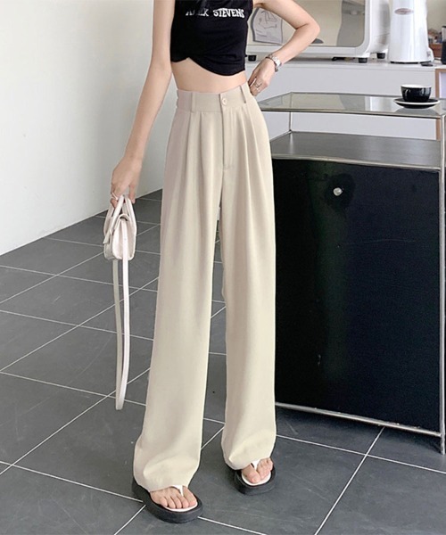 SallyLunn(サリーラン)の「ワイドスラックスパンツ(スラックス・レディース・ブラック/ベージュ/ピンク/ブルー/グリーン・MEDIUM/LARGE)」の7枚目の写真