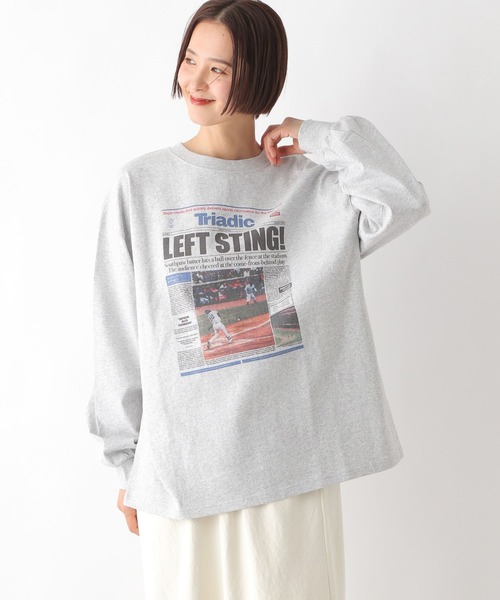LEPSIM(レプシィム)の「NEWSプリントロンT 319720(Tシャツ/カットソー・レディース・ライトグレー/オフホワイト・FREE)」の9枚目の写真