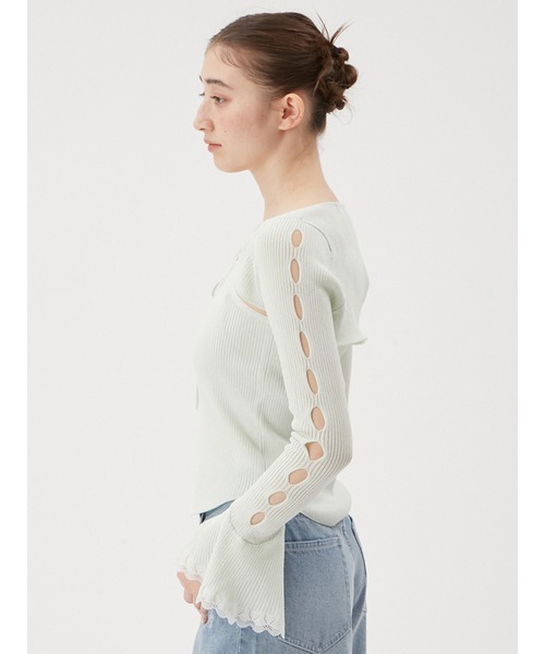 FURFUR（ファーファー）の「アームボレロレイヤードプルオーバー（カーディガン/ボレロ・レディース・ホワイト/ブラック/ミント/ピンク・FREE）」の7枚目の写真