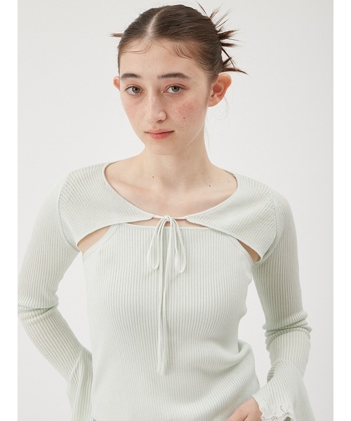 FURFUR（ファーファー）の「アームボレロレイヤードプルオーバー（カーディガン/ボレロ・レディース・ホワイト/ブラック/ミント/ピンク・FREE）」の8枚目の写真