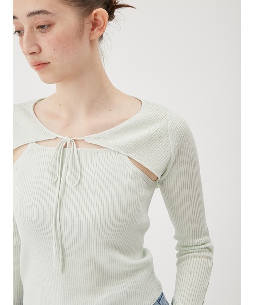 FURFUR（ファーファー）の「アームボレロレイヤードプルオーバー（カーディガン/ボレロ・レディース・ホワイト/ブラック/ミント/ピンク・FREE）」の9枚目の写真