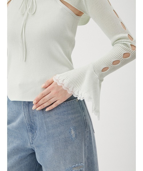 FURFUR（ファーファー）の「アームボレロレイヤードプルオーバー（カーディガン/ボレロ・レディース・ホワイト/ブラック/ミント/ピンク・FREE）」の14枚目の写真