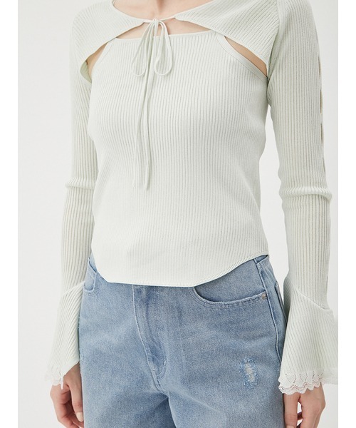 FURFUR（ファーファー）の「アームボレロレイヤードプルオーバー（カーディガン/ボレロ・レディース・ホワイト/ブラック/ミント/ピンク・FREE）」の15枚目の写真