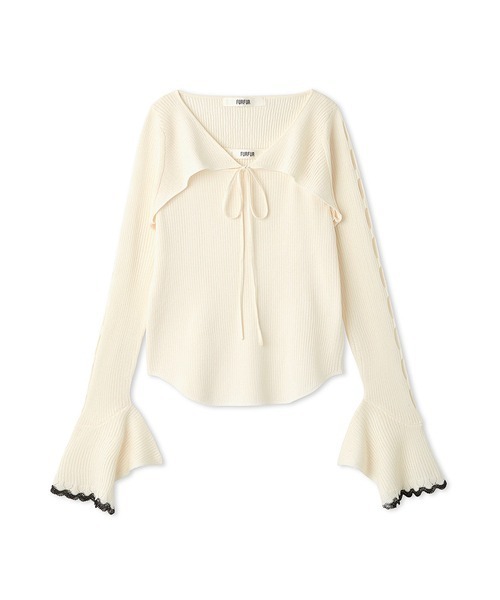 FURFUR（ファーファー）の「アームボレロレイヤードプルオーバー（カーディガン/ボレロ・レディース・ホワイト/ブラック/ミント/ピンク・FREE）」の10枚目の写真